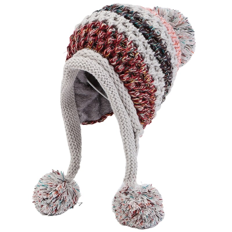 Sombrero de lana con personalidad para hombre y mujer, gorro de punto grueso, cálido e informal, a prueba de viento, Color a juego, tendencia al aire libre, Invierno: Gray
