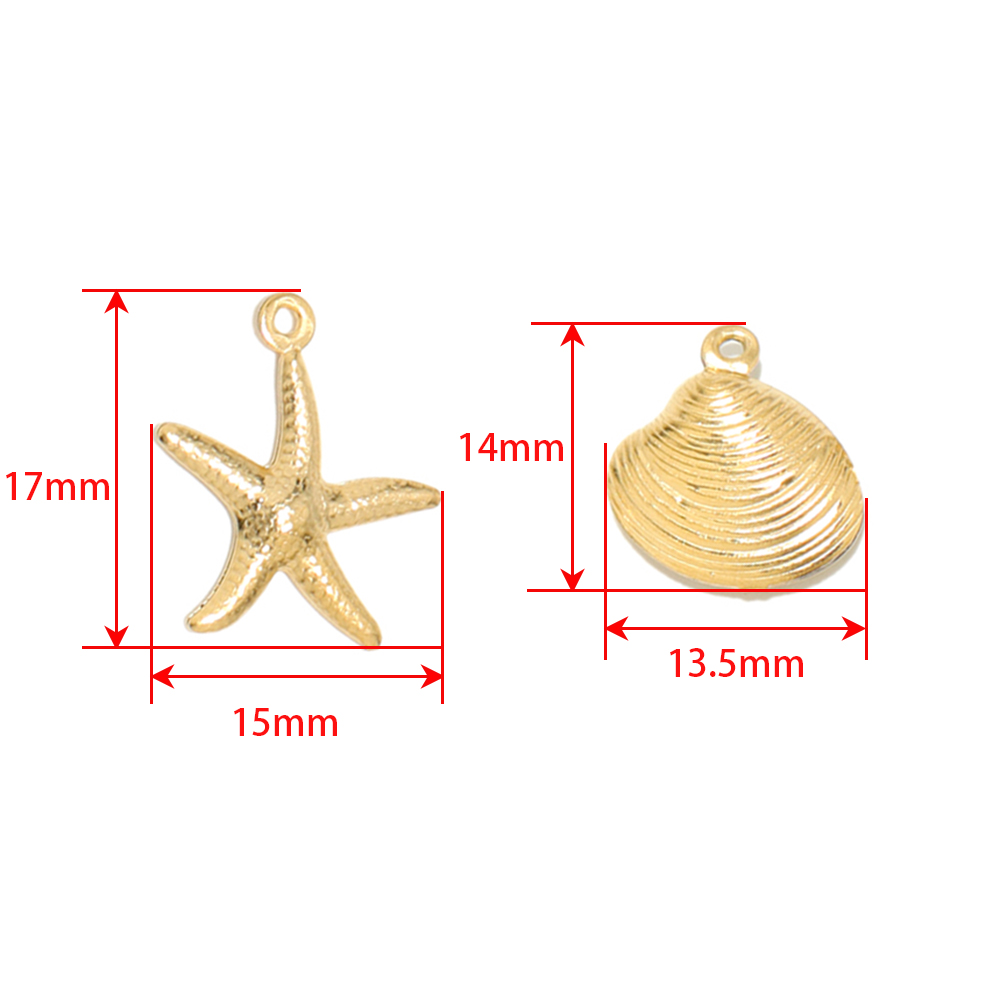 Breloques étoile de mer en acier inoxydable, couleur or, pendentif en coquillage, collier, Bracelet, résultats pour bricolage, accessoires de fabrication de bijoux, 20 pièces/lot