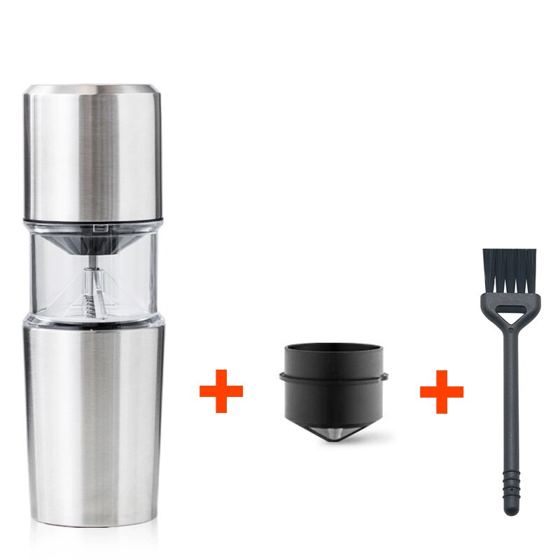 Refillable Stainless Steel Ceramic Grinding Electric Core Coffee Grinder Adjustable USB Charging Grinding Bean Brewing Integrate: 1 Set