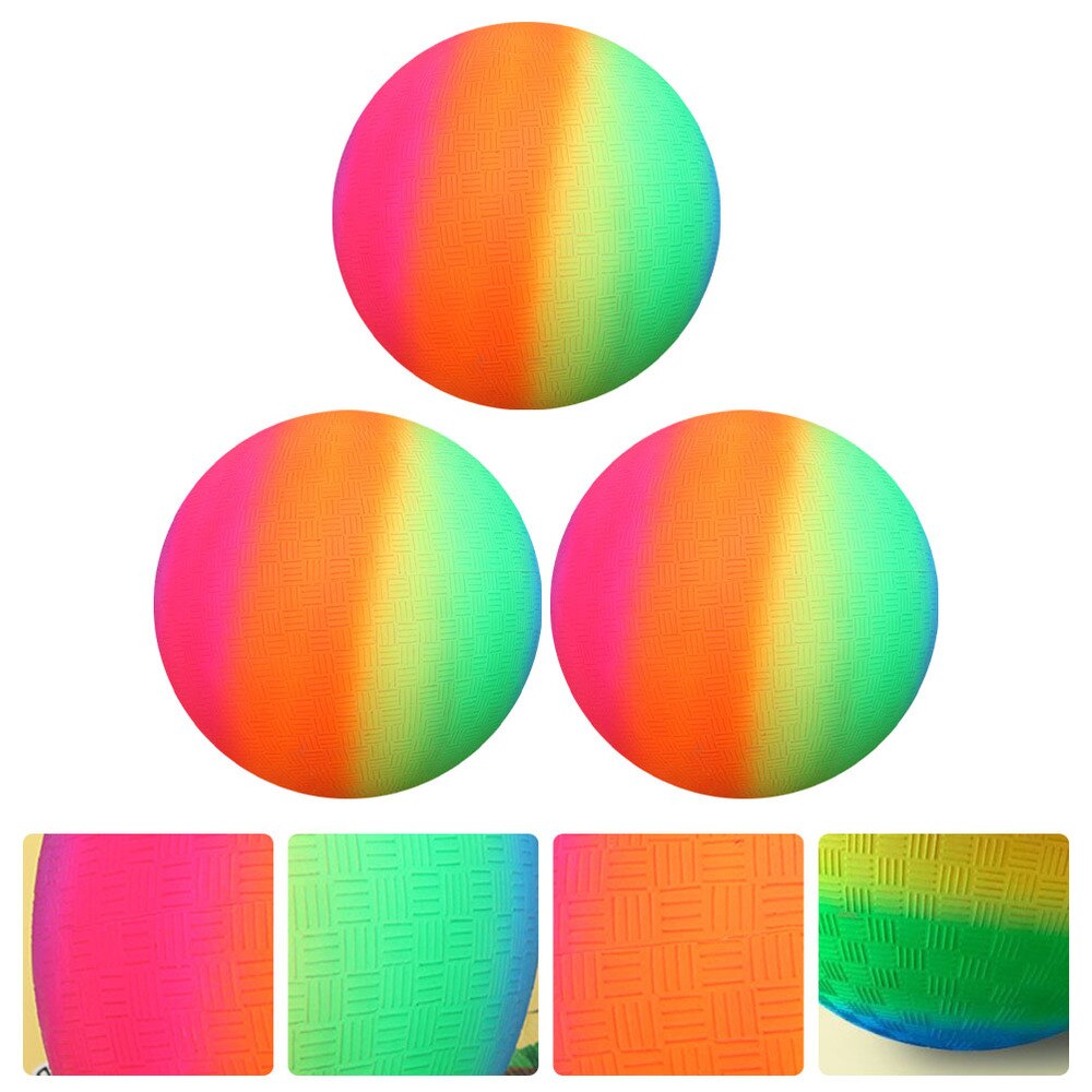 3pcs Fun Good Soft Bounce Play Ball Rainbow Sports Ball Rainbow Color Ball