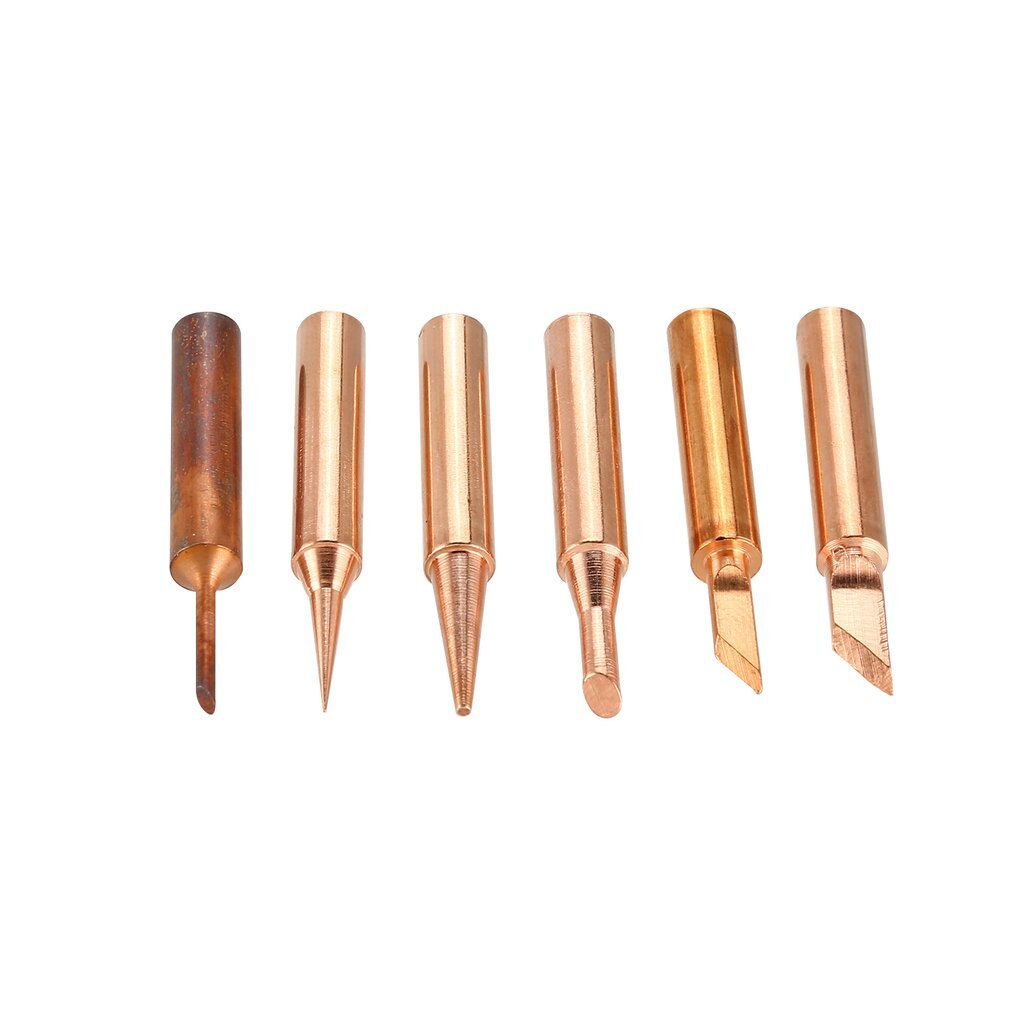 5PCS Solder Soldering Iron Tip Pure Copper Replacement Rework Station Tool Lead-free Welding Head Bits Electric DIY Repair