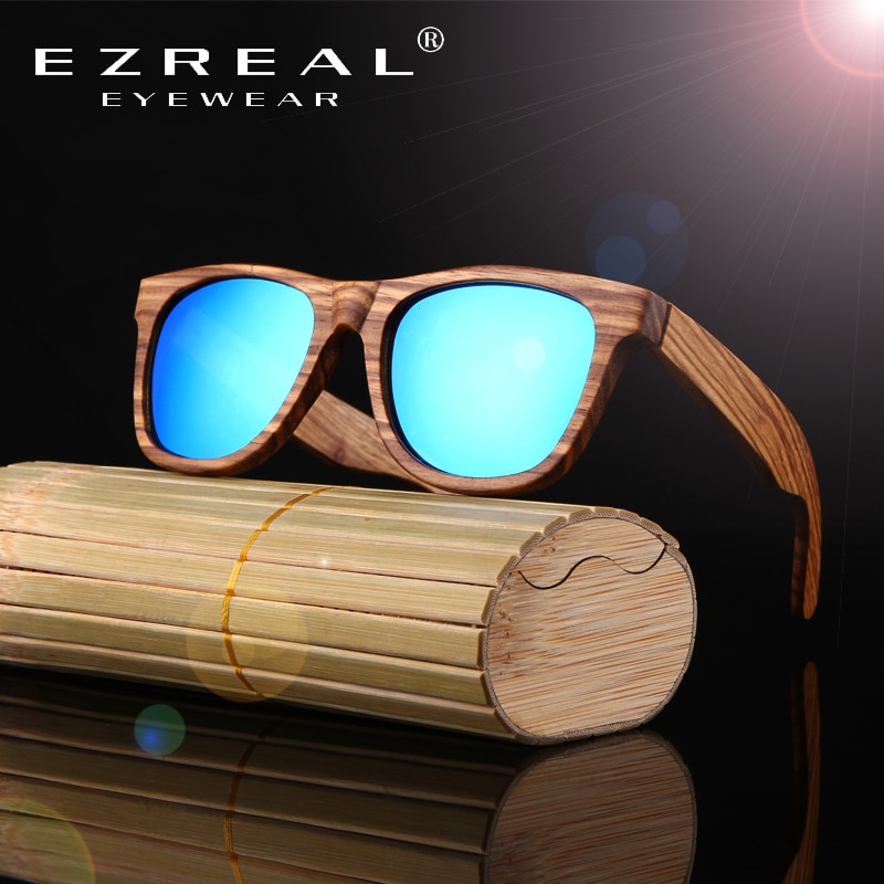 EZREAL Real Top Bamboe Hout Houten Zonnebril Gepolariseerde Handgemaakte Hout Mens Sunglass Zonnebril Mannen Gafas Oculos De Sol Madera