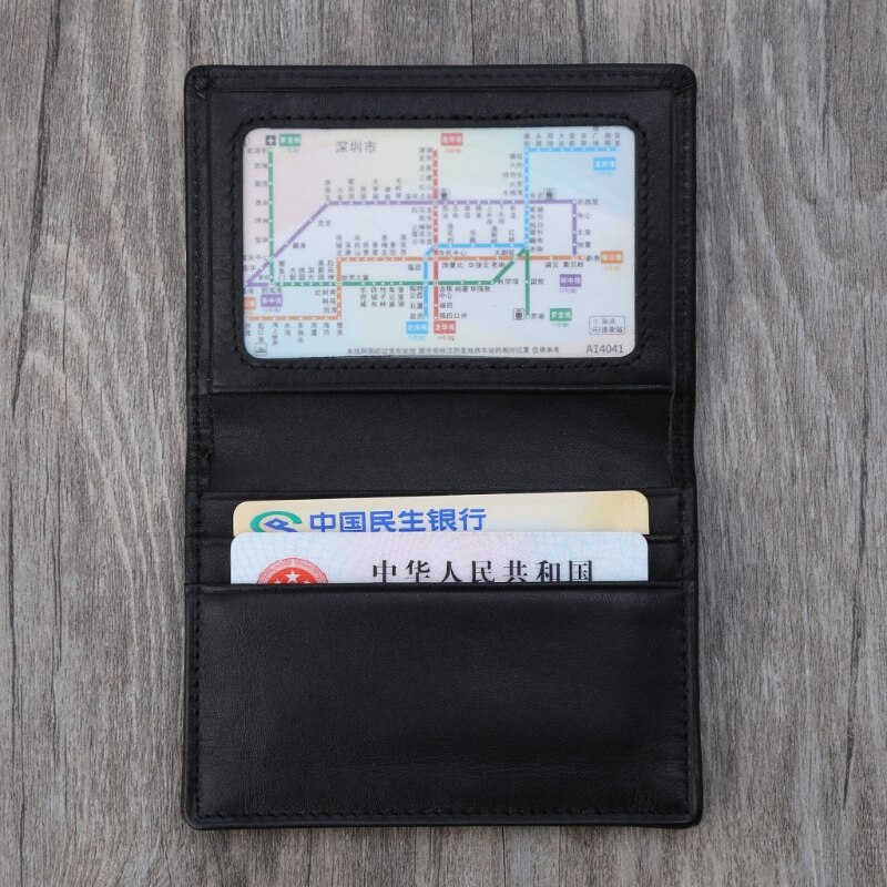 THINKTHENDO hommes en cuir noir extensible carte de crédit ID porte-cartes de visite étui portefeuille 10.5x7.5x1.5cm