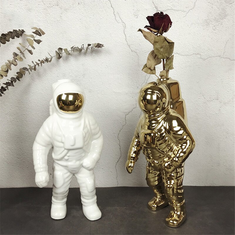 Space mann astronaut vase keramisk modell unik astronaut vase tørkede blomster hvit keramisk vase for bordplate dekorverktøy