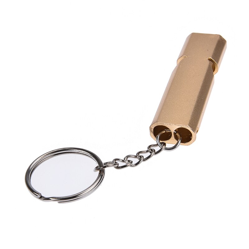 Double-frequency Gold/Sliver Emergency Survival Whistle Keychain Aerial Aluminum Alloy Camping Hiking Accessory Tool 5.6 x 1 cm