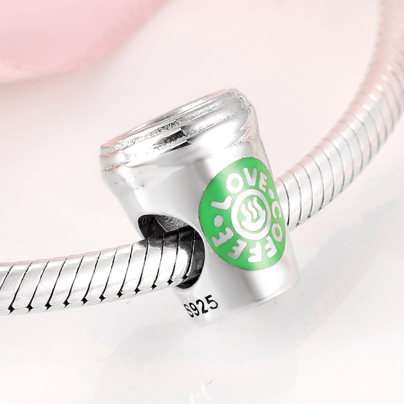 925 perles en argent sterling en forme de tasse à café de style métropolitain, charmantes bouteilles à faire soi-même, adaptées au bracelet original jiuhao jewelry