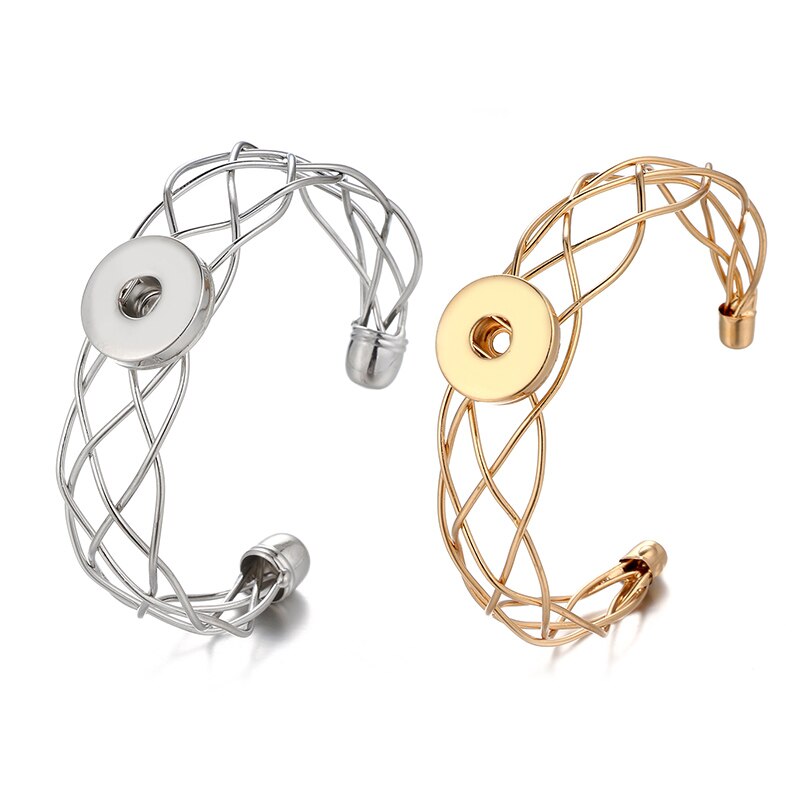 Pulsera de metal con cierre a presión para mujer, brazalete de SG0085, de tipo gasa, 18MM, botones a presión, joyería