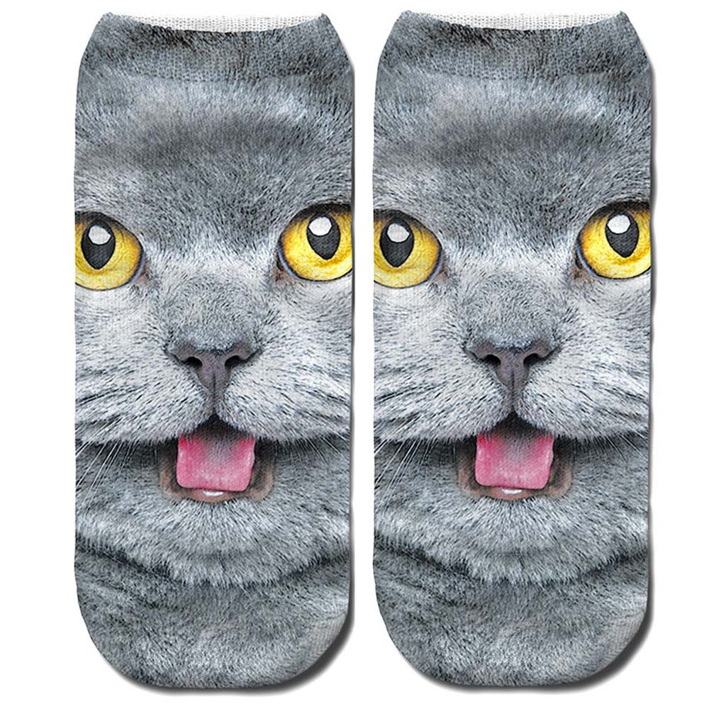 Femmes 3D nouveauté fou drôle chat cheville chaussettes mignon coloré dessin animé chat bateau chaussette dessin animé bas coupe chaussettes achats gratuits # D: Orange