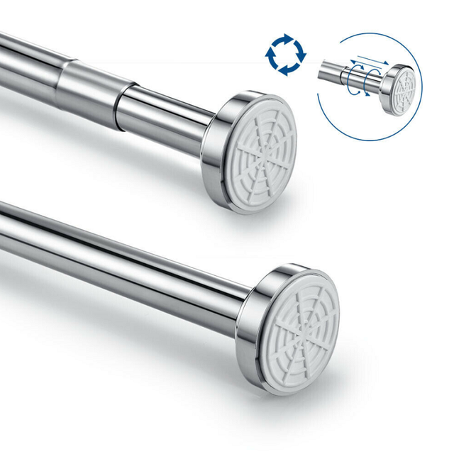 Uitschuifbare Douchegordijn Rvs Telescopische Staaf Staaf Vastklemmen Staaf Zonder Boren: 120CM