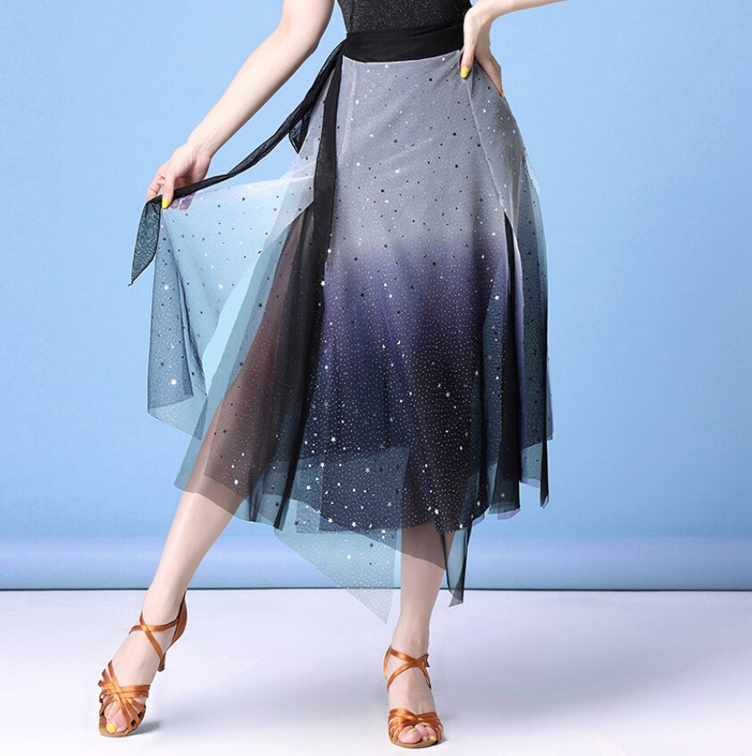 Falda de baile latino para mujer, chal sobre la cadera, lentejuelas brillantes, vestido de baile, Salsa, Samba, Ropa de baile, Color Rojo