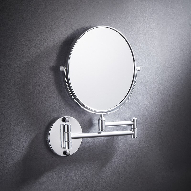 Punch-Gratis Badkamer Muur Gemonteerde Make-Up Spiegel Intrekbare Schoonheid Spiegel Dubbelzijdige Make-Up Front Spiegel Goud Ronde spiegel Muur: silver
