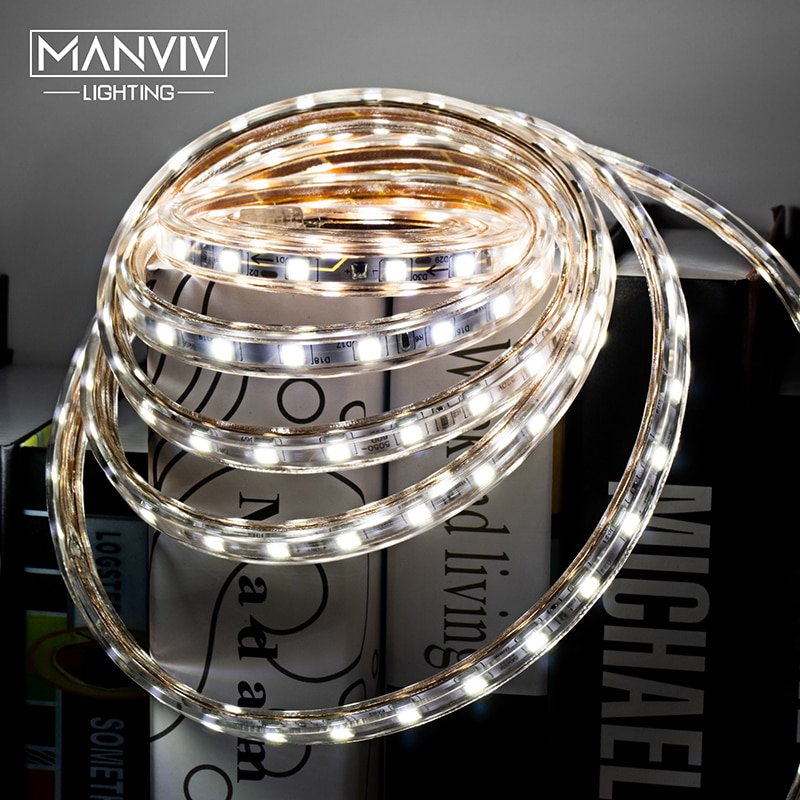 LED Strip 2M 3M 4M 5M 10M 220V SMD5050 60 LEDs/m Hoge helderheid Outdoor Verlichting Voor Kerst Flexibele Light Ship uit ES RU CN