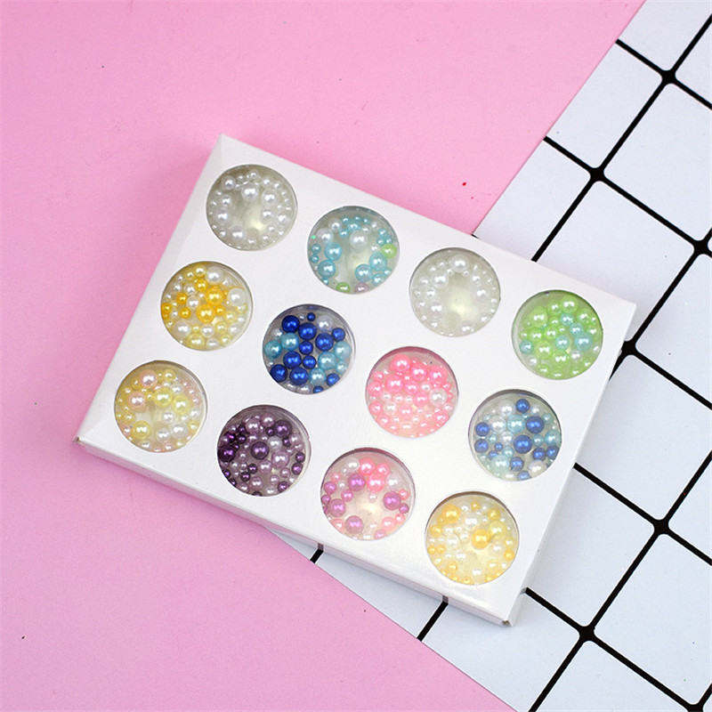 12 Gaten Slime Zachte Aardewerk Fruit Slice Pearl Sequin Sprinkles Filler Kinderen Speelgoed Boetseerklei Diy Accessoires Nail Art Tips: Mixed pearl