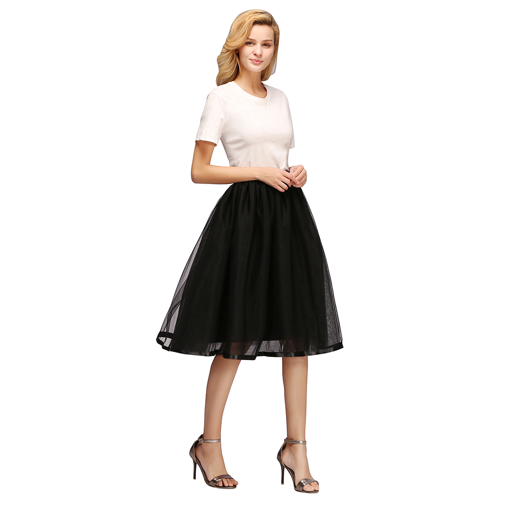 Tüll Kurze Petticoat Hoopless Hochzeit Krinoline Schichten Frau Rock Unterrock Woamn Erwachsene Tutu Rockabilly Braut Zubehör: Black