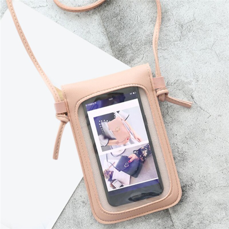 transparent Touchscreen retro Einfache praktisch Tasche Frauen PU Kette Bote Taschen Kleine Klappe Tasche Mini Schulter Tasche