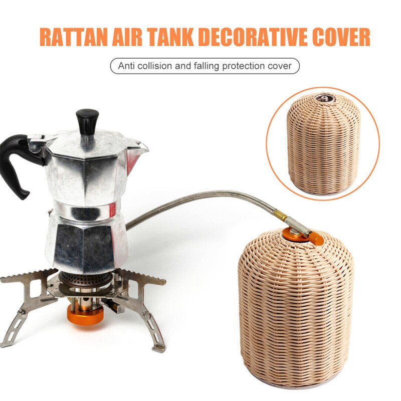 230G/450G Outdoor Cooking Gas Cilinder Cover Camping Wandelen Draagbare Rotan Gas Tank Protector Storage Pouch Gas bus