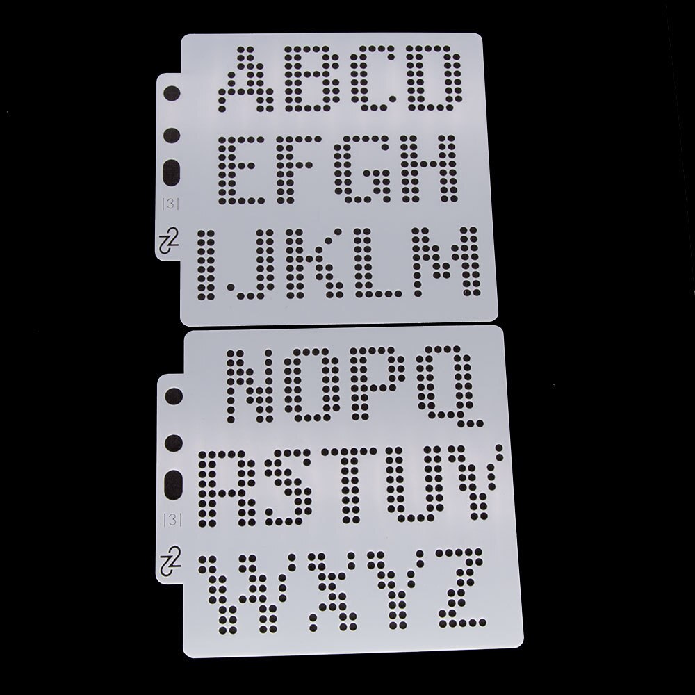 2pcs 14.1cmx13cm Reusable Plastic Mandala Stencils Painting Templates for Painting DIY Art Projects(Letters with Dot) S131