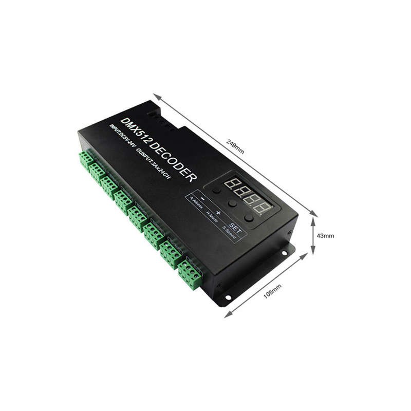 24 -kanaals dmx-decoder dmx 512 constante spanningsdecoder 24 ch cv pwm 3a x 24- kanaals