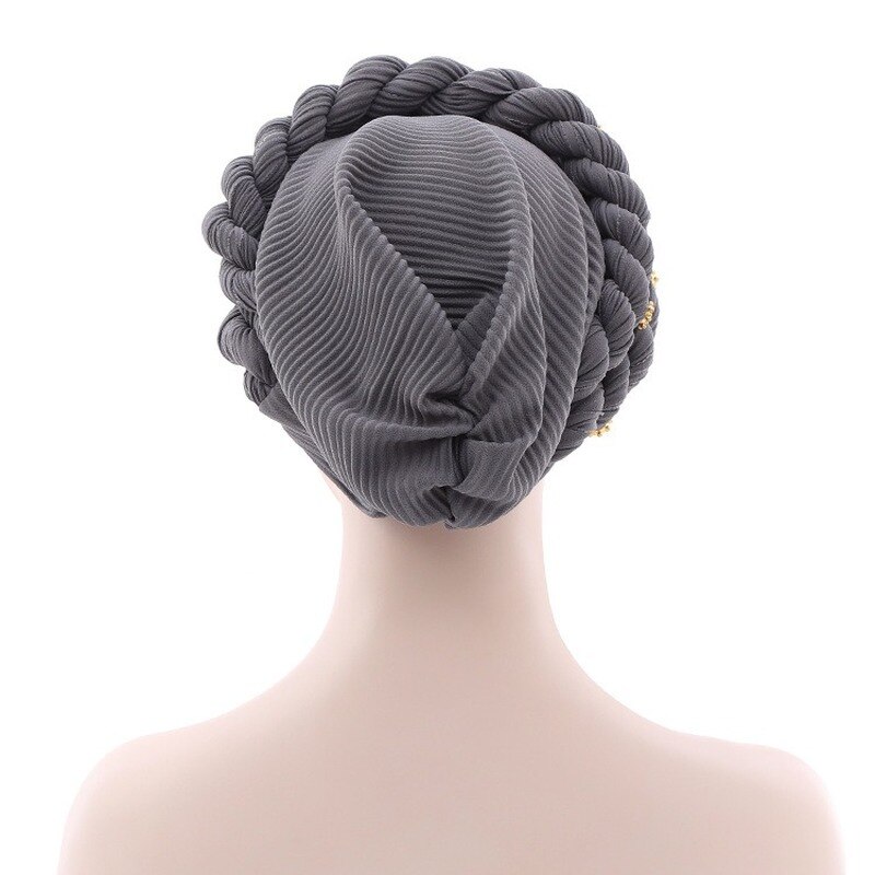 Gorros de estilo africano para mujer, turbante, autogel, musulmán, plisado, para boda mujeres musulmanas sombreros