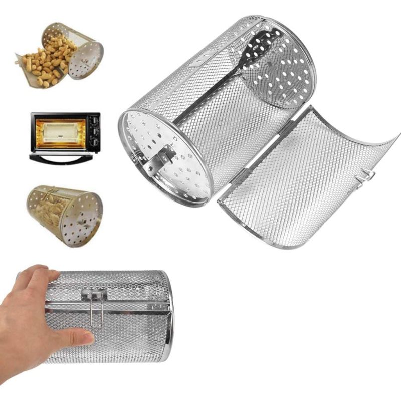 Rustfrit stål rotisserie ovn kurv til ristning bagning nødder kaffebønner peanut bbq grill stegeovn ovn dele bagning