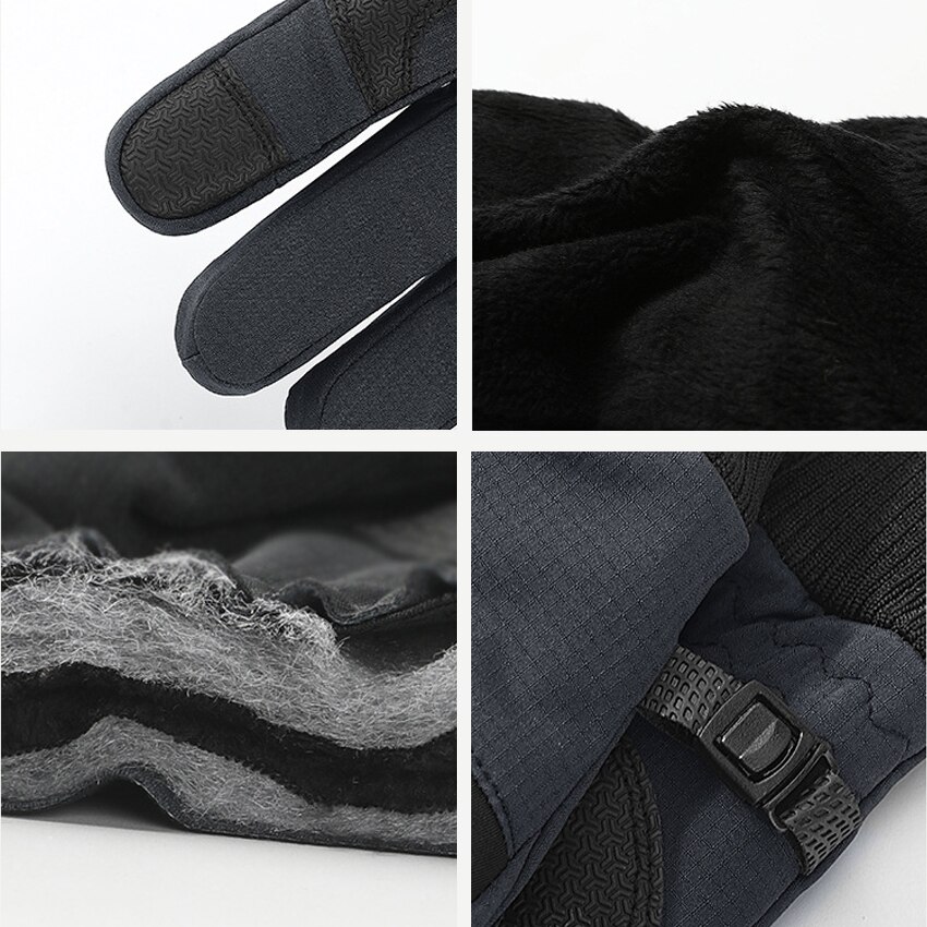 Warme Winter Handschoenen Anti-Slip Winddicht Waterdichte Handschoenen Mannen Skiën Nacht Reflecterende Fietsen Handschoenen Koude Slip Verdikking