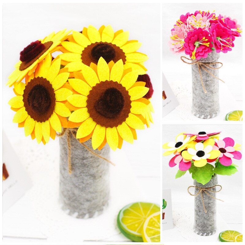 DIY Manual Mother's Day Potted Plants Bouquet Simulation Manual Homemade Fabric Bouquet Material Kit Learning Craft Toy