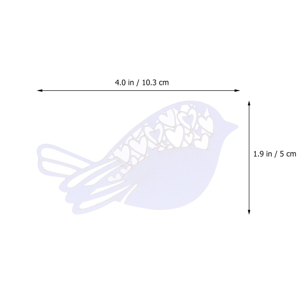 50 stuks gesneden ivoren love bird bruiloft tafel wijnglas plaatsnaamkaartjes hart vogels