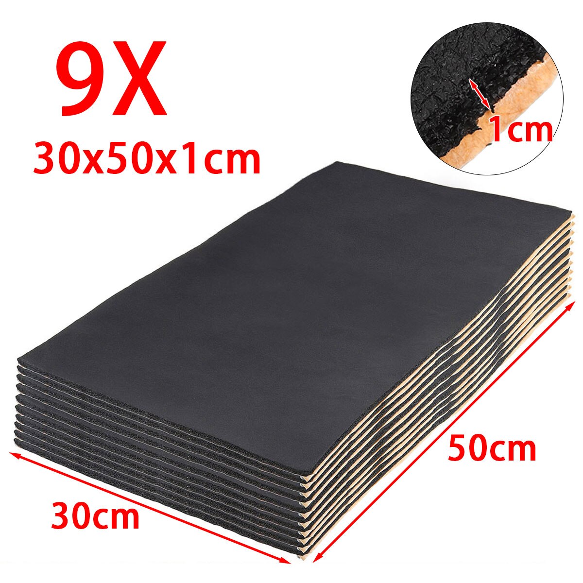 9Pcs/12Pcs 10Mm 8Mm 6Mm Auto Geluid Mat Proofing Deadener Warmte Geluidsisolatie deadening Mat Kap Gesloten Cel Schuim 50x30cm