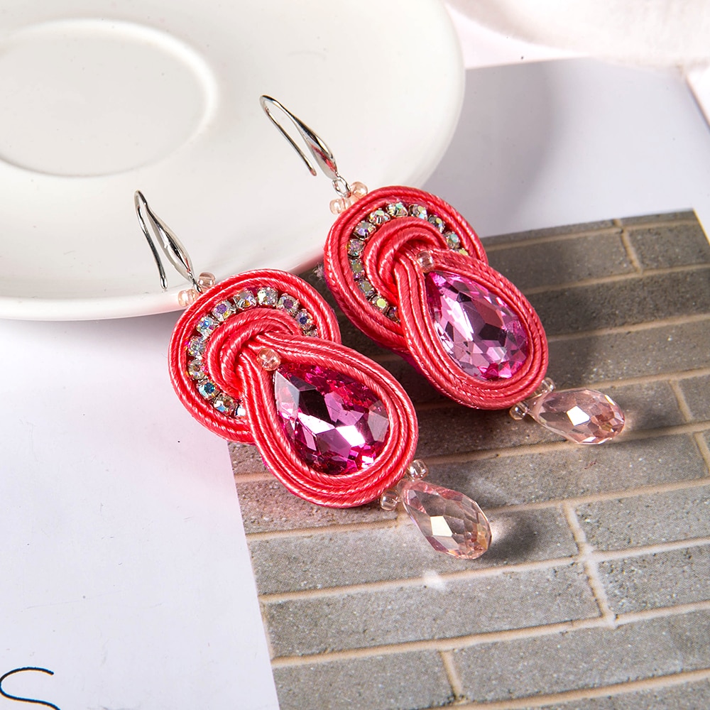 KPACTA Ethnic Feature Style Earrings Jewelry For Women Soutache Handmade Weaving Big Hanging Earring Party