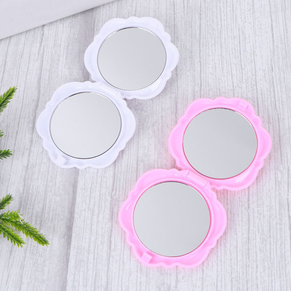 Espejos de maquillaje rosa para niñas, espejos compactos de bolsillo, de doble cara, , 12 Uds.