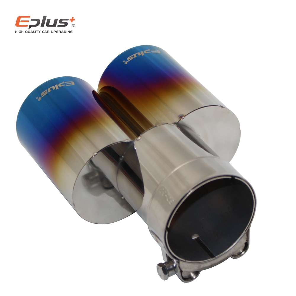 Eplus-silencieux d'échappement universel droit en acier inoxydable, silencieux d'échappement, multi-tailles, double sortie