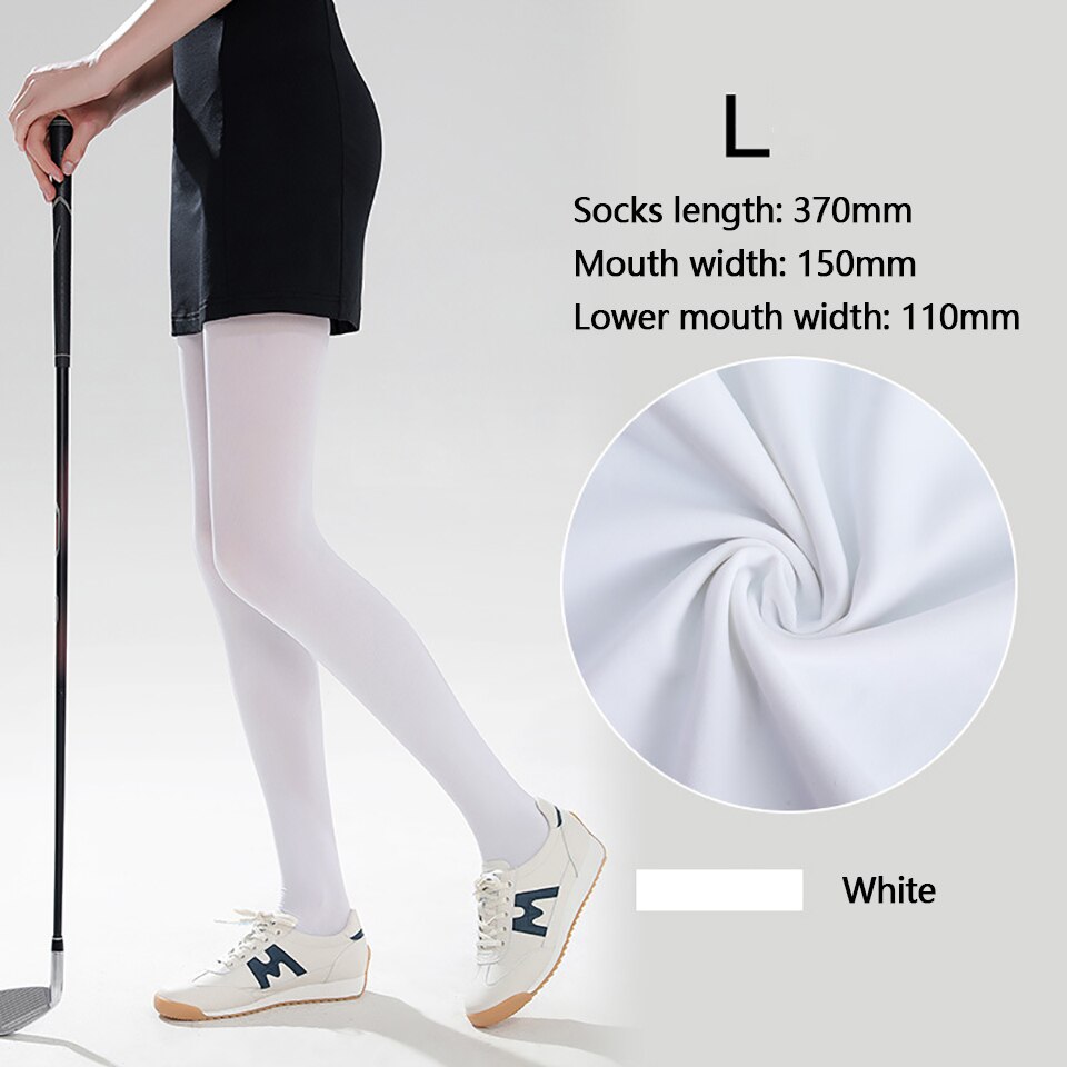 Loodeel – chaussettes de Golf avec sensation de glace, protection solaire, respirantes, légères, douces, à Compression, respectueuses de la peau, pour Sports de plein air, Anti-UV: White L