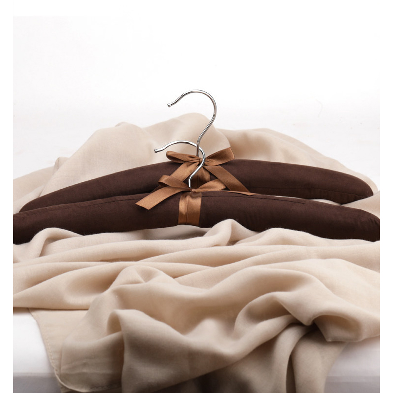 Satin- Gepolsterte KleiderbüGel Kledinghangers Holz Schwamm Mantel Tuch KleiderbüGel für Kleidung Cabides Para Roupa samt colgador de ropa