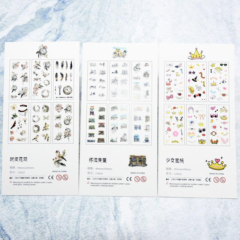 2 packs 12 sheets leuke cartoon bloemen en vogels stickers kinderen briefpapier transparante handbook DIY fotoalbum