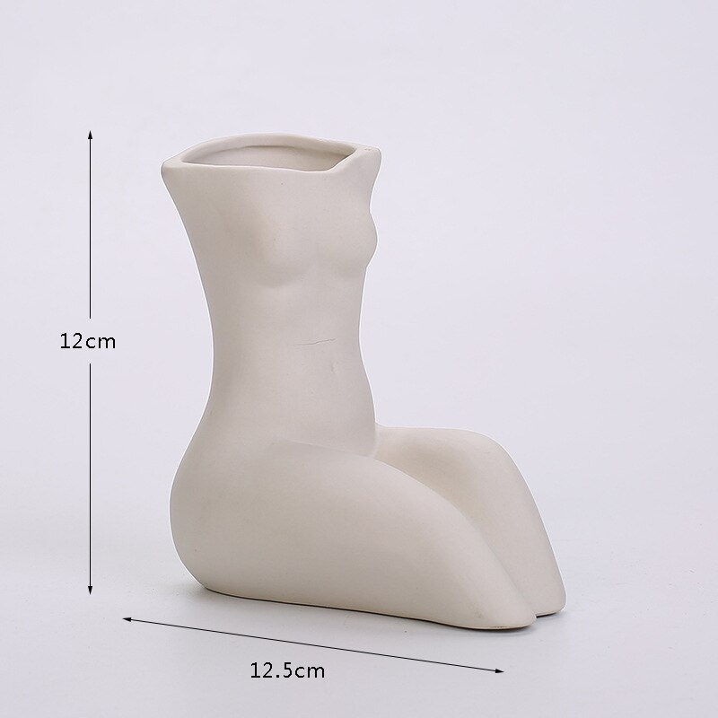 Vase en céramique pour femme, modèle de corps abstrait, décoration de salon, Pots de fleurs, Vases blancs décoratifs, accessoires de décoration pour la maison,: A