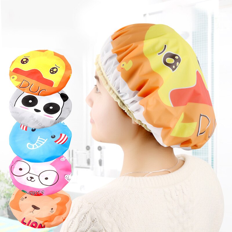 Waterproof Bathing Cap Female Cartoon Shower Cap Bath Head Cover hair Shower Caps Women