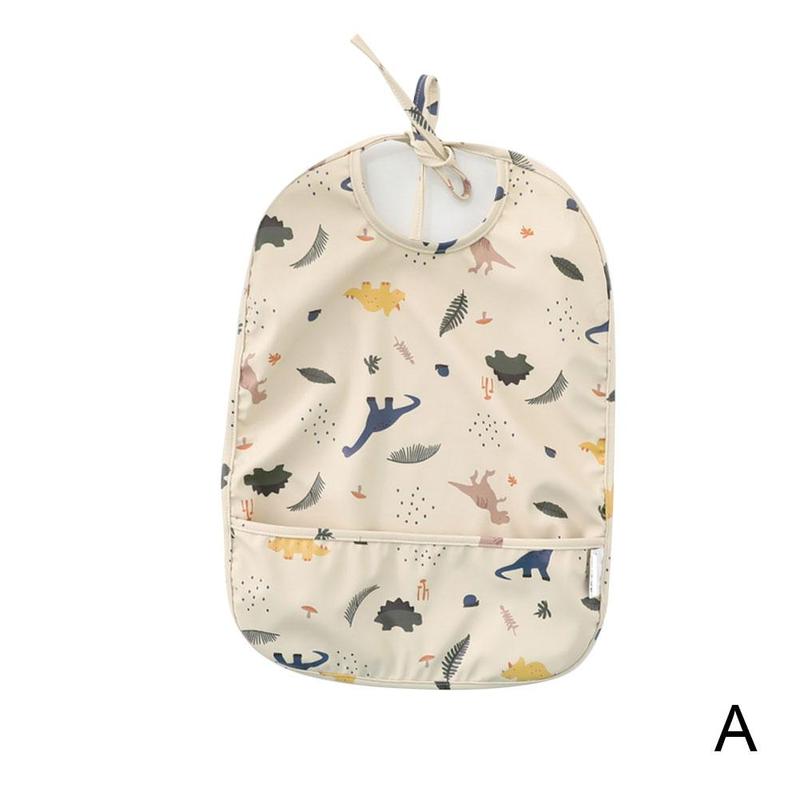 Baby Mouwloze Bib Met Pocket Baby Spullen Kinderen Accessoires Voeden Tekening Schort Waterdichte Verstelbare Leuke Print Slabbetjes: White