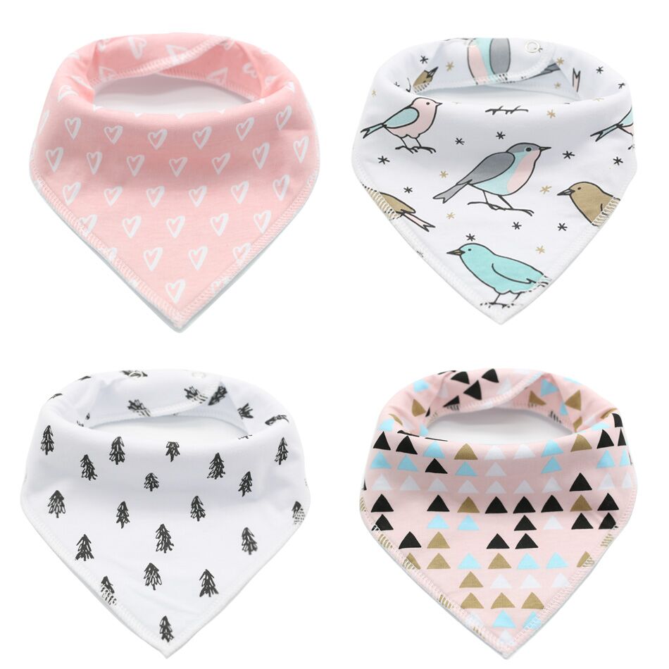 HappyFlute 4 stuks veel burp slabbers speeksel handdoek Pijl dier cartoon burp doeken driehoek katoen bandana accessoires