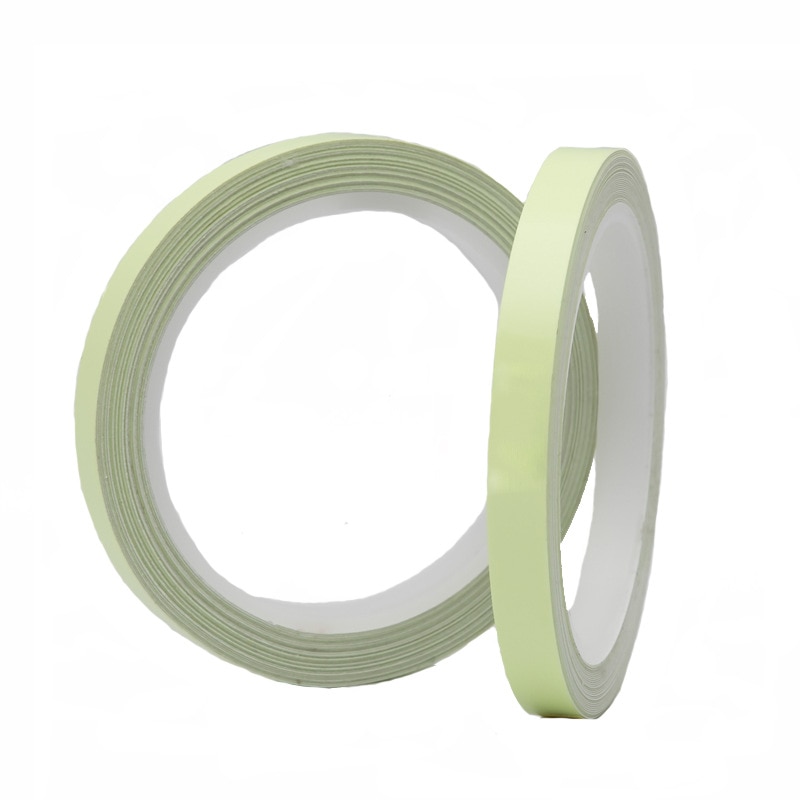 1 Uds. Cinta adhesiva autoadhesiva fluorescente luminosa de 1,5 cm * 1m que brilla en la oscuridad cinta adhesiva seguridad decoración de advertencia cinta
