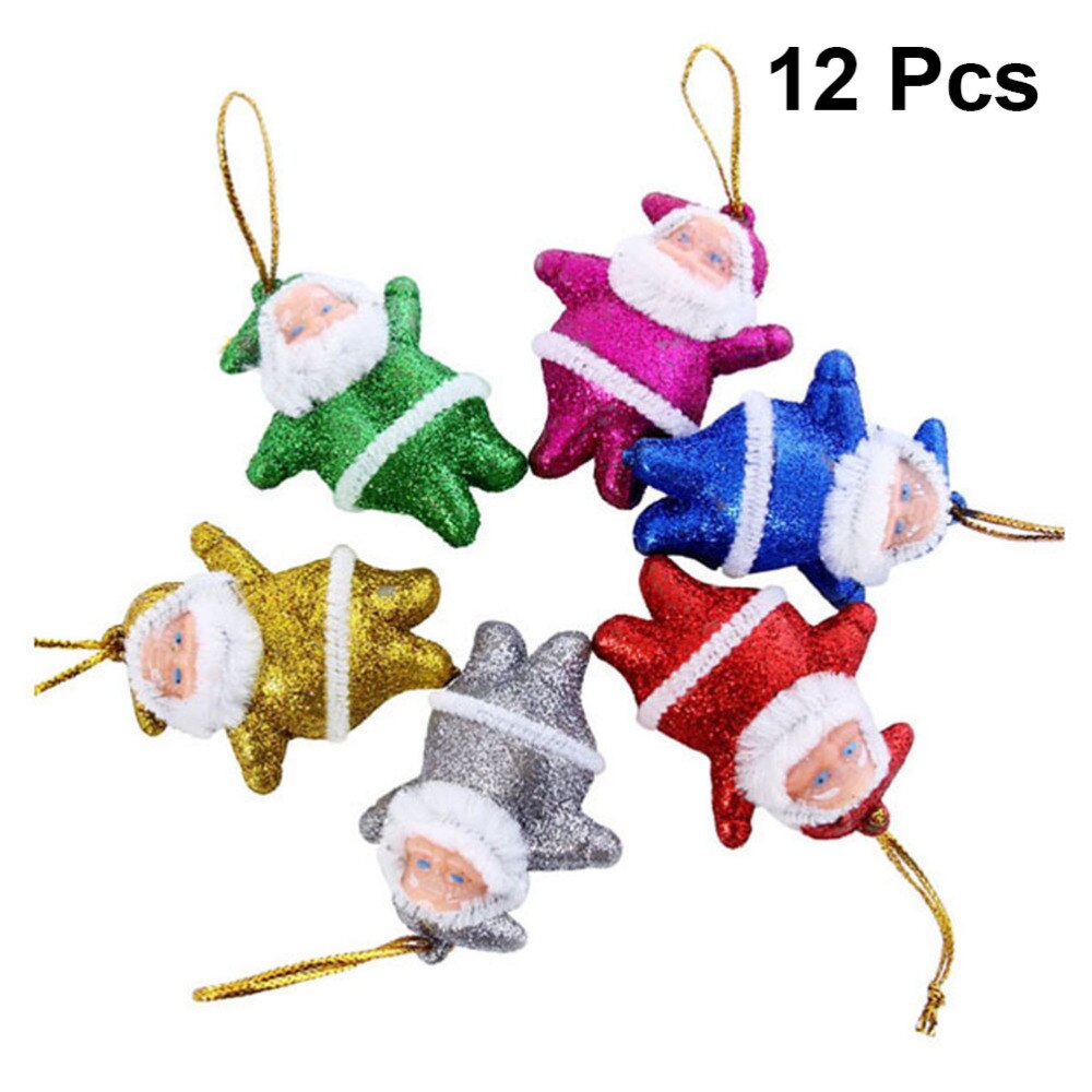 6 Stuks Kerst Opknoping Kerstman Decor Glitter Opknoping Hanger Kerst Feestartikelen Decoratieve Props