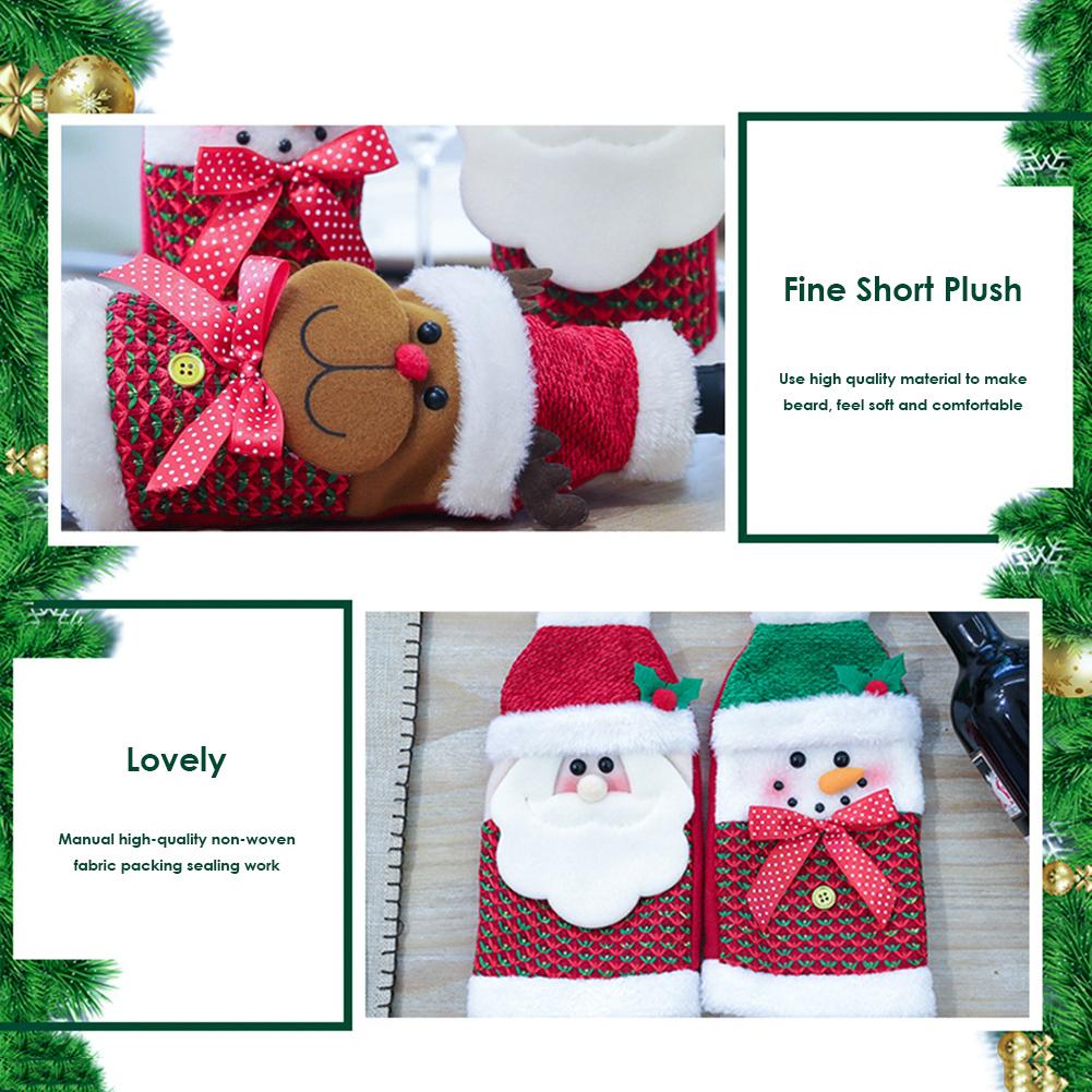 3Pcs Kerstversiering Creatieve Kerst Wijnfles Cover Bag Tafel Flanel Non-woven Wijnfles Cover