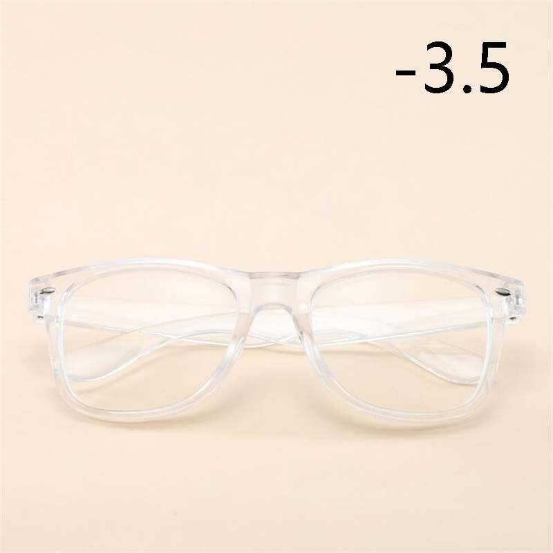 -1 -1.5 -2 -2.5 TO -6.0 Square Finished Nearsighted Glasses Women Men Transparent White Frames Short-sighted Eyeglasses Diopter: Myopia 350 (-3.5)