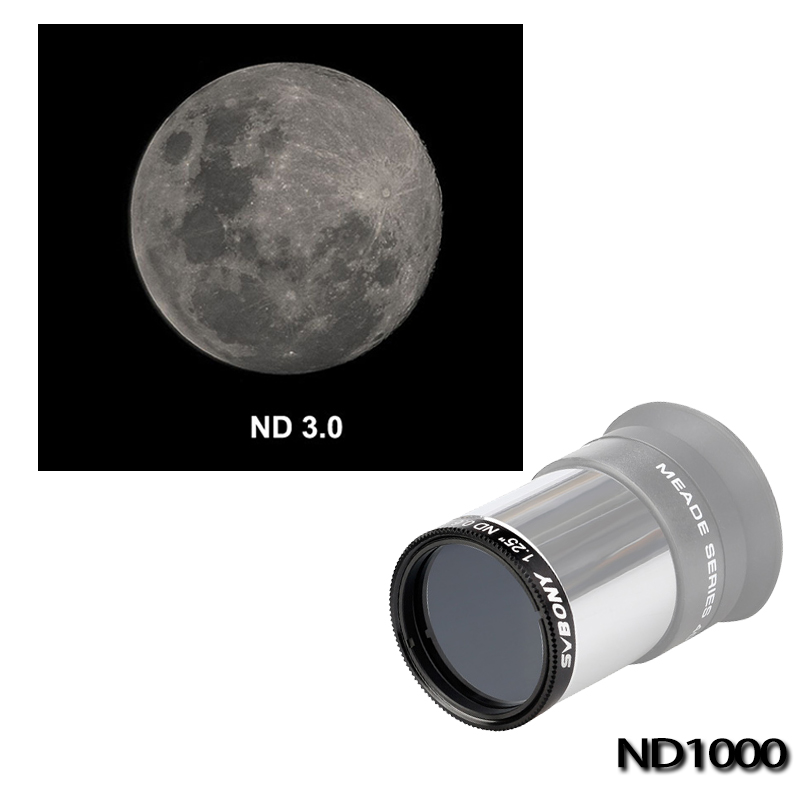 SVBONY SV139 1.25" ND4 /ND8/ ND16/ ND1000 Neutral Density Filter for Telescope Eyepiece Reduce Moon Surfaces Overall Brightness: Clear