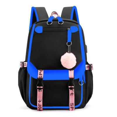 Oxford Women's Backpack Bag USB Interface School Backpacks Large Capacity Outdoor Travel Bag For Middle School Students: BLUE