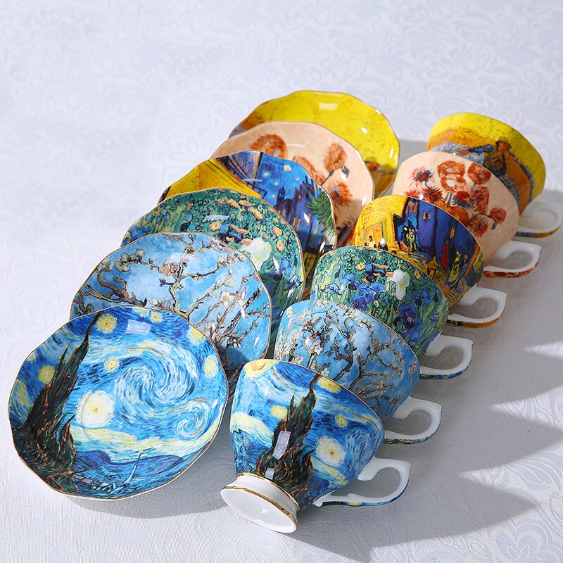 The Van Gogh Art Painting Coffee Mugs The Starry Night Sunflowers The Sower Irises Saint-Remy Coffee Tea Cups