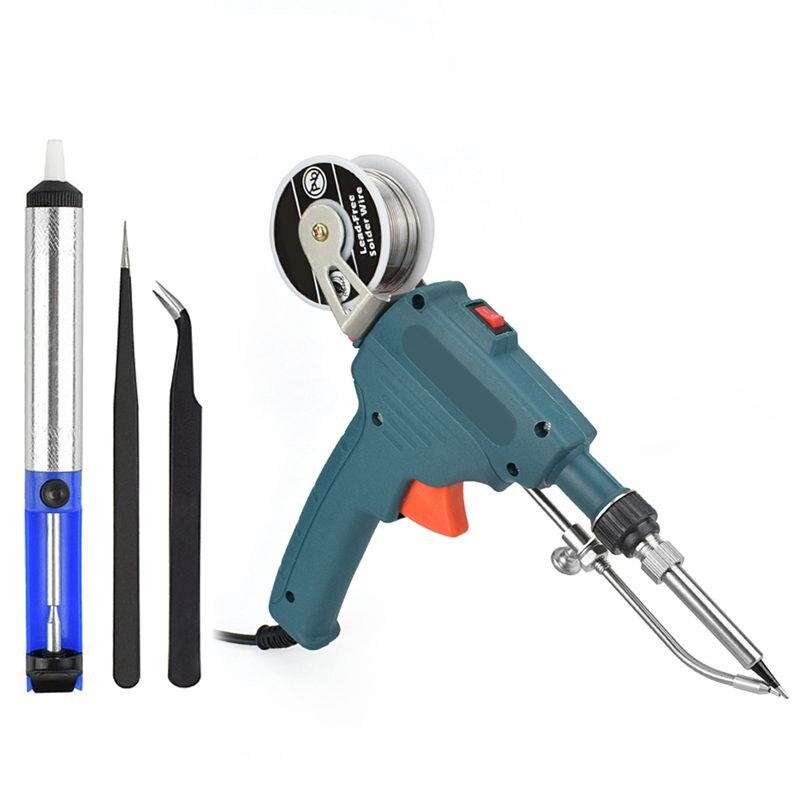 Us Plug 110V 60W Hand-Held Internal Heating Soldering Iron Automatically Send Tin With Power Switch Welding Repair Tool: Green