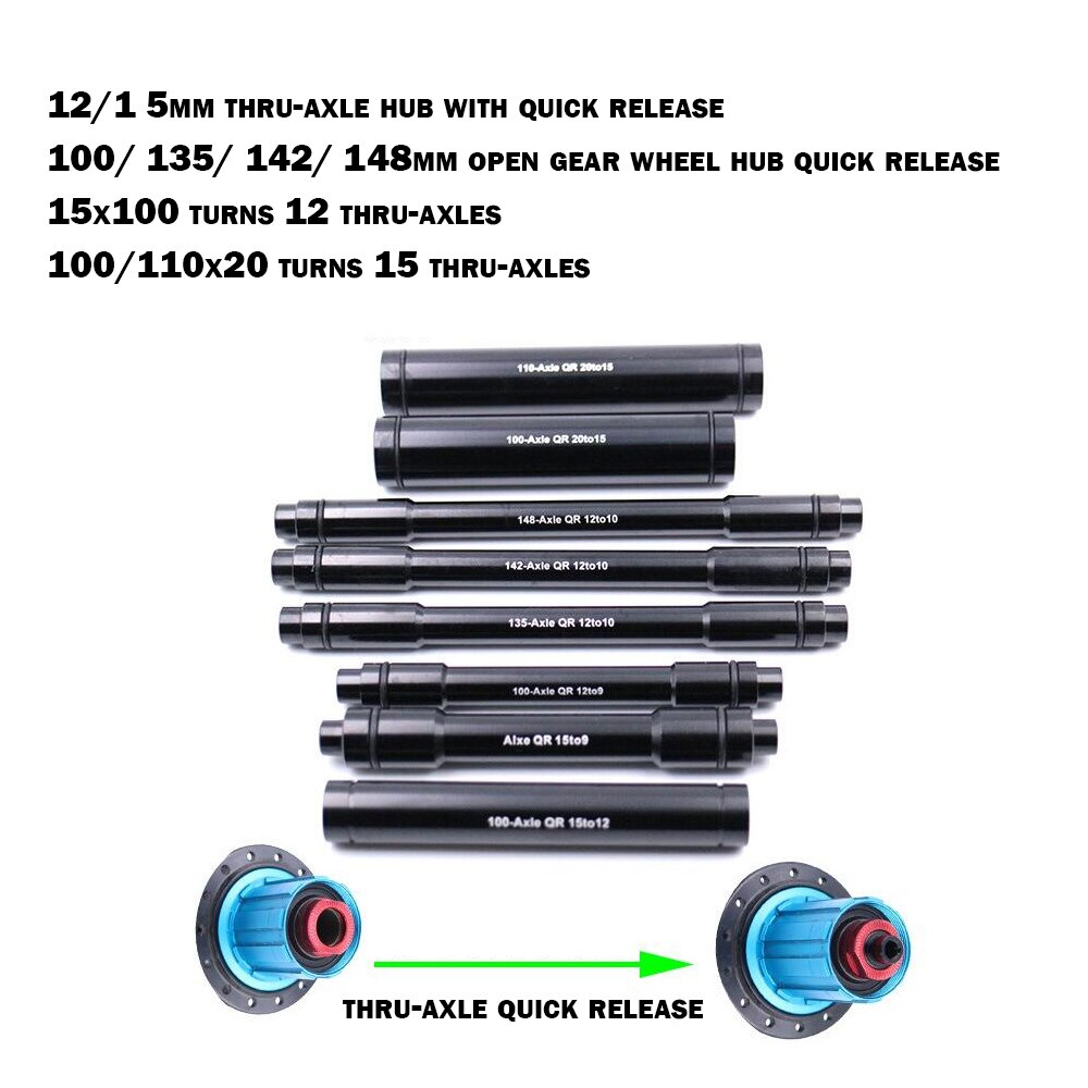 Rijden Fiets Mountainbike Hub Drum Hubs As Conversie 12 Om 9Mm 15 Om 9Mm Aluminium Quick-veranderen 100Mm/142Mm/148Mm