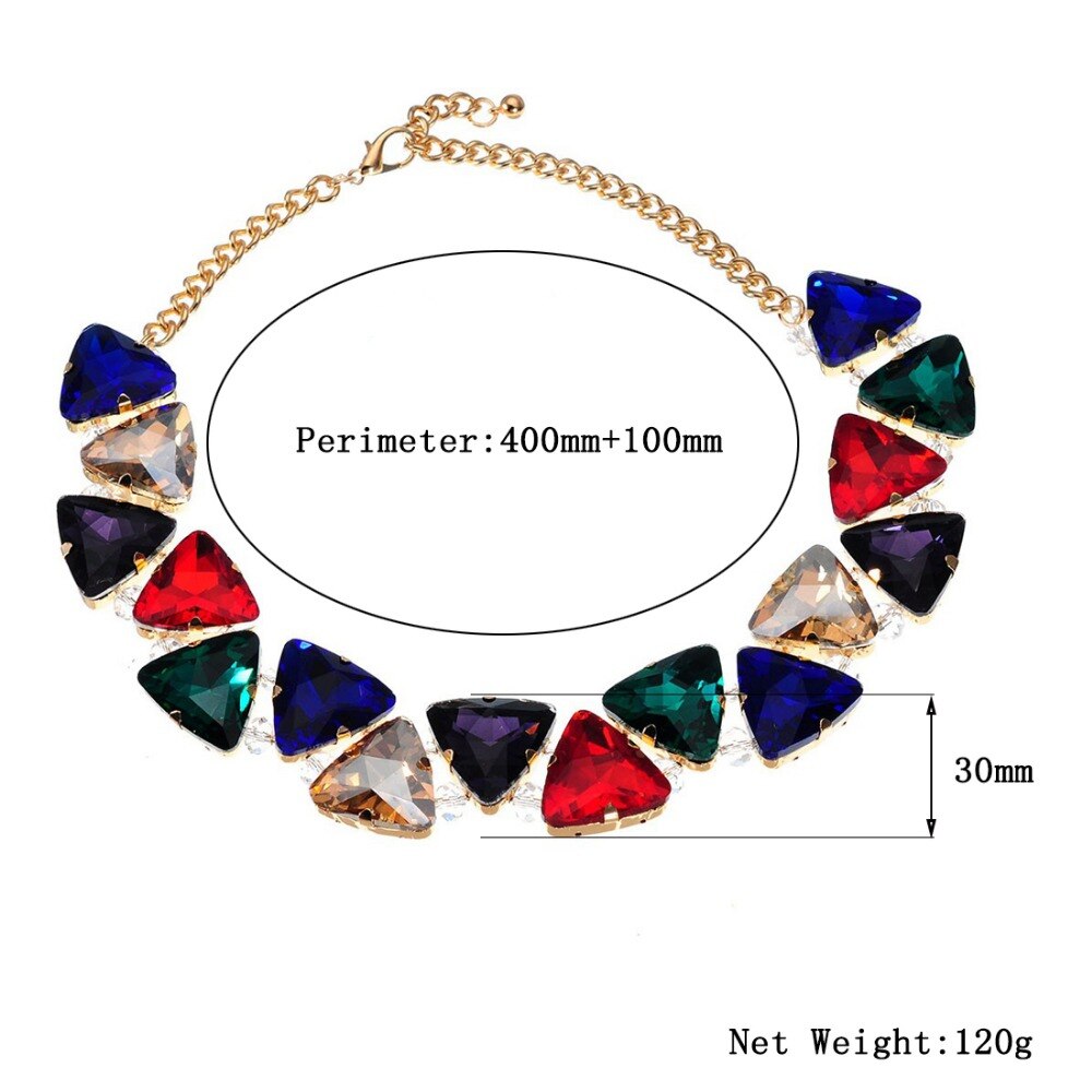 Jerollin Jewelry Gold Chain 7 Colors Triangular Glasses Chunky Choker Statement Bib Necklace for Women Party Jewelry