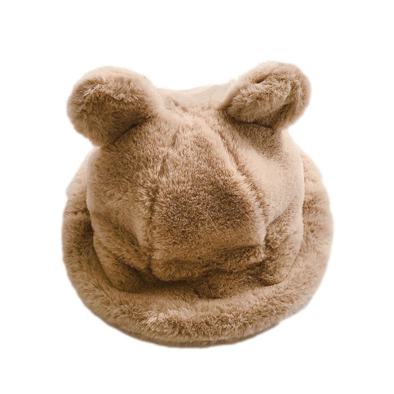Winter Baby Hat Faux Fur Kids Bucket Hats for Girls Boys with Ears Children Cap Kids Hats Caps Accessories 2-5Y: D