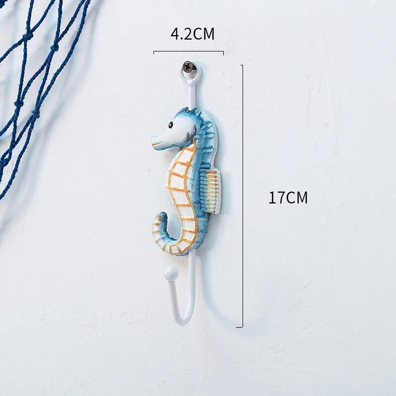 Neue nautische Kleidung Hüte Haken Huaqi HYJ002 mediterranen Stil Kleiderhaken Holz Handtuchhalter für Wanddekoration: Tiefe Blau